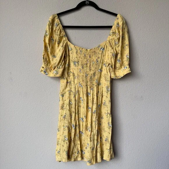 Reformation Lillet Mini Dress in Felicity Yellow Floral Size 8 - Picture 3 of 5